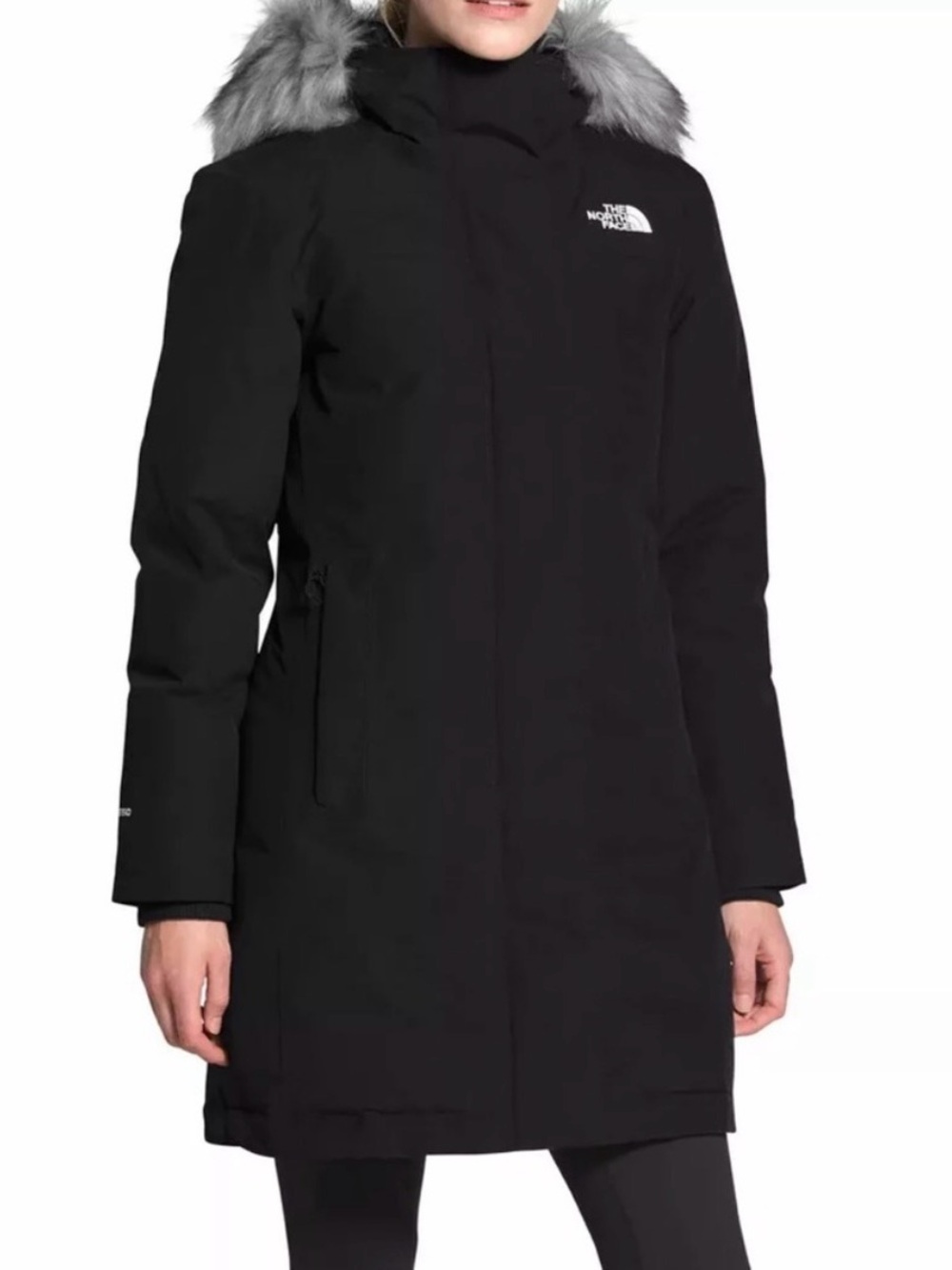 The North Face Women’s Black Trench Coat with Faux Fur Hood